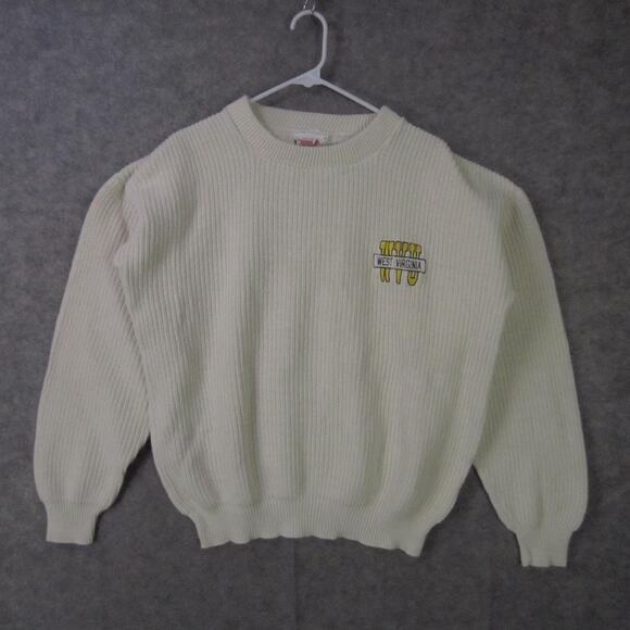West Virginia Mountaineers Sweater Mens Large White NCAA Football Crewneck WVU - Picture 1 of 9